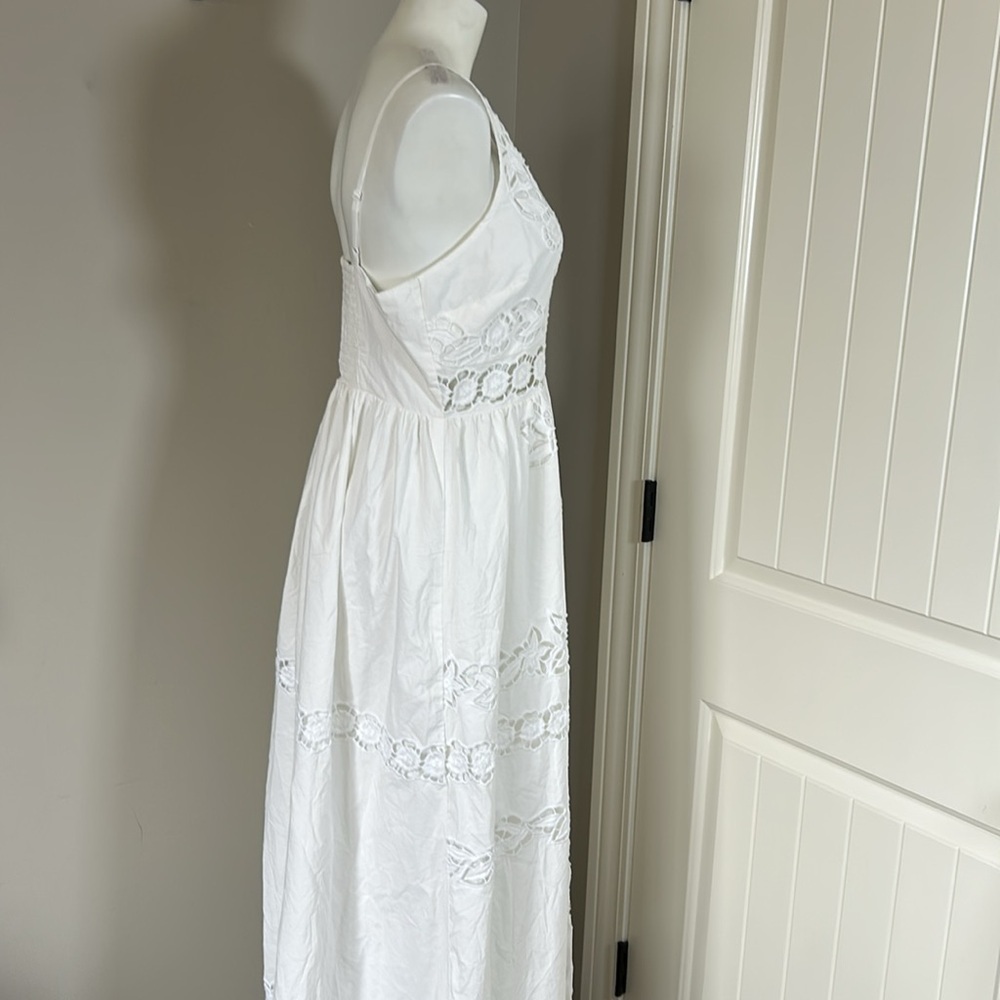 Anthropologie Vineet Bahl Sleeveless V Neck
Floral Cutwork Midi Dress White MNEW - Picture 7 of 16